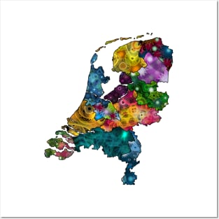Spirograph Patterned The Netherlands Provinces Map Posters and Art